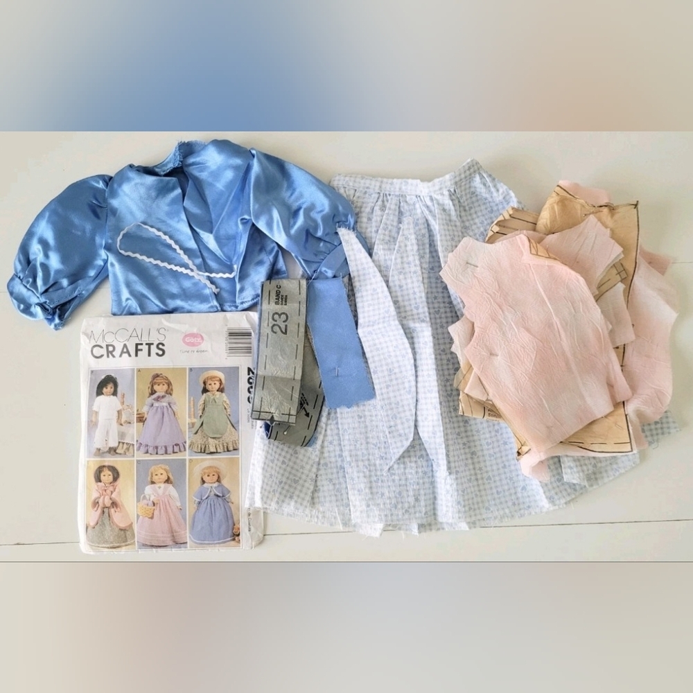 Lot McCall's 2609 18" Doll Clothes Sewing Pattern Dress, Hoop Skirt, PJs Started